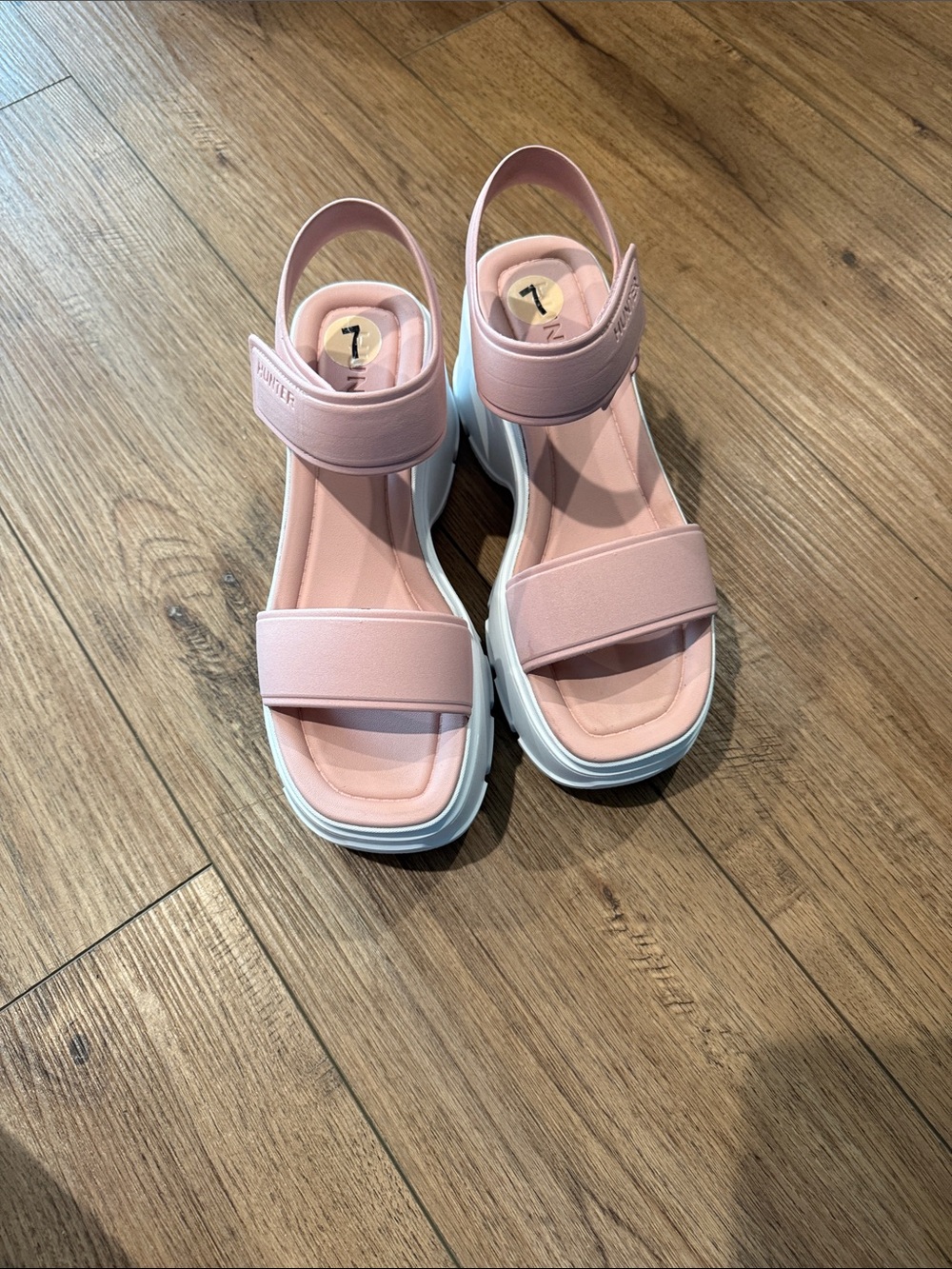 Hunter Blush Pink Platform Sandals with White Sole - Picture 3 of 6